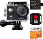 EKEN Action Camera H9R 4K Ultra HD + Afstandsbediening + Wifi + access & 12MP foto met OmniVision Chipsensor 4689 + Sandisk 32GB SD +  Accu