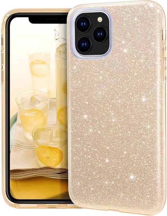 HB Hoesje voor Apple iPhone 12 Pro Max Goud - Glitter Back Cover | bol.com