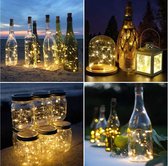 Kurk met LED lichtsnoer voor in (wijn)fles - 2 meter - 20 lampjes - GRATIS BATTERIJEN - Kerstverlichting - Flessenverlichting - Flesverlichting / lichtjes / led lampjes warm wit - XD-Xtreme