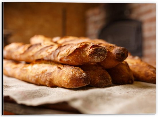 Dibond - Meerdere Baguettes op stof Doek - 40x30cm Foto op Aluminium (Wanddecoratie van metaal)