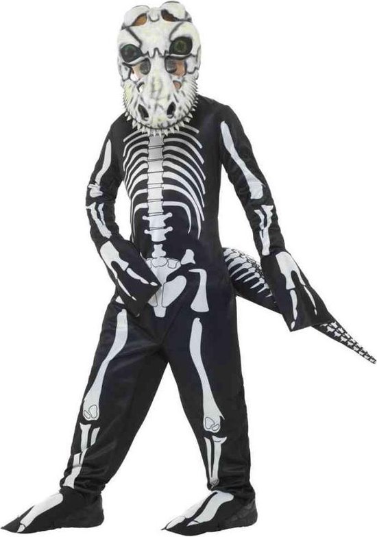 Smiffy's - Dinosaurus Kostuum - T Rex Dinosaurus Skelet - Jongen - Zwart, Zwart / Wit - Large - Halloween - Verkleedkleding
