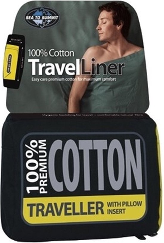 Sea to Summit - Premium Cotton Liner - Lakenzak - Katoen - Oceaan Blauw - Recht model lang — afbeelding 4