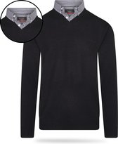 Pierre Cardin - Heren Sweaters Mock Pullover - Zwart - Maat M