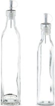 2x Glazen azijn/olie flessen met schenktuit 270 ml en 500 ml - Zeller - Keuken/kookbenodigdheden - Tafel dekken - Azijnflessen - Olieflessen - Doseerflessen van glas