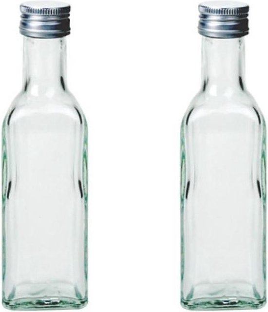 20x Glazen flesjes met schroefdop Vierkant - 100 ml - Vierkante glasflessen bol.com