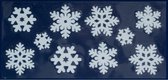 1x Kerst raamversiering raamstickers witte sneeuwvlokken 23 x 49 cm - Raamversiering/raamdecoratie stickers