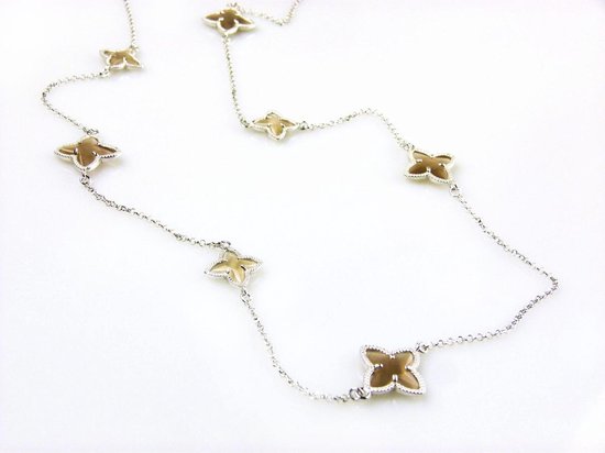 collier model Stars collier in zilver met bruine ster motieven