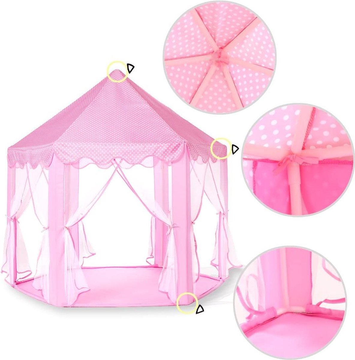 Fuegobird Speeltent Voor Kinderen - prinses kasteel - Game Tent - Indoor en Outdoor Games - Wordt geleverd met led-verlichting - Roze — cadeau in Spellen & Speelgoed - foto 6