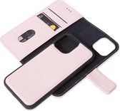 DECODED Detachable Wallet Case, 2-in-1 Full Grain Leren Wallet Case iPhone 12 / 12 Pro - Afneembare magnetische cover, Wallet met 3 kaartvakken, Schokbestendig, Book Case (Roze)