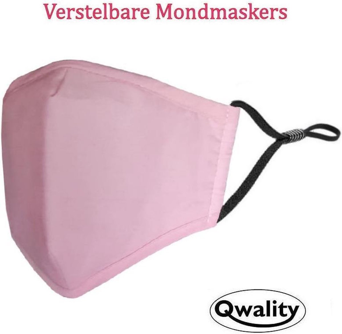 Qwality® Mondkapje Wasbaar - Verstelbaar Mondmasker - Stof - Katoen - Met Neusbrug - Roze