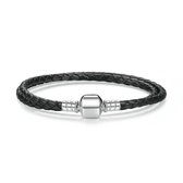 Dubbele gevlochten lederen bedelarmband 38 cm