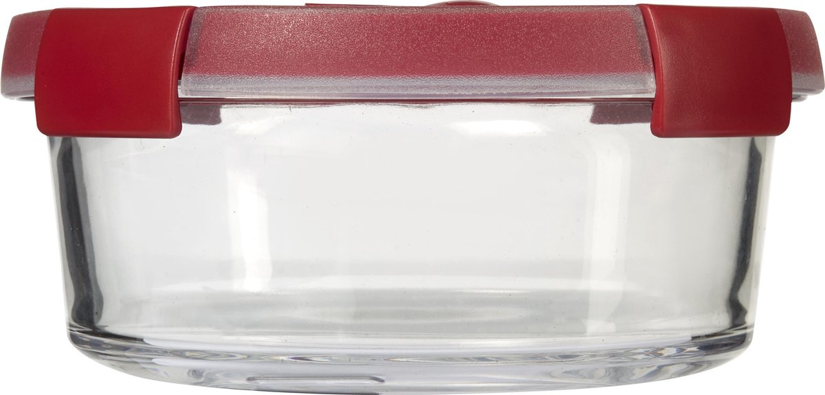 Westmark Set van 2 glazen vershouddozen met clipdeksel, vulvolume: elk 120 ml, geschikt voor diepvries, magnetron- en ovenbestendig, glas/siliconen/ kunststof, transparant/rood, 234022E3
