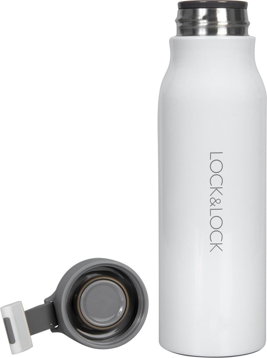 Lock&Lock RVS Thermosfles - Thermosbeker - Travel Mug - Isoleerfles - Veldfles - Drinkfles - Theefles - Met Filter - Koffie en Thee - Lekvrij - Tot 10 uur warm - 350 ml - Wit - LocknLock – foto 2