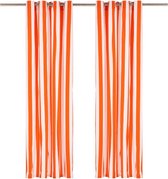Gordijnen oranje 140x175cm 2 stuks (Incl LW led klok) - gordijn raambekleding - gordijnen kant en klaar met haakjes ringen - Verduisterende gordijnen met ringen