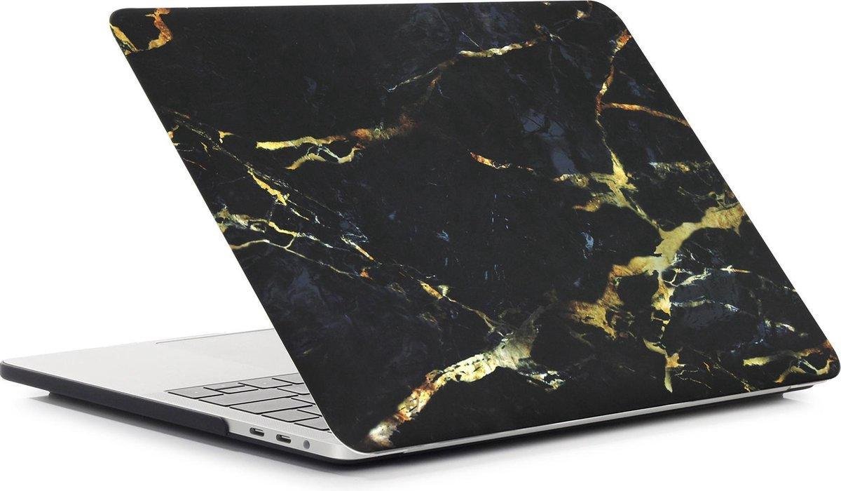 Hardcover Case Cover Geschikt Voor Apple Macbook Pro 16 Inch 2019/2020 (A2141) Hard Shell Hoes - Notebook Sleeve Skin Protector Hardshell - Hardcase Beschermhoes - Marmer - Zwart/Goud