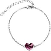 Yolora Dames Armband Hartje - Kalpa Camaka Kristal - Roze- en zilverkleurig - 18K Witgoud Verguld - Vrouwen Armband Zilver - Sieraden - Luxe Giftbox - Geschenkdoos - Cadeau doos -