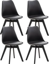 Set van 4 stoelen - Eetkamerstoelen - Stevig kunststof - Zwart