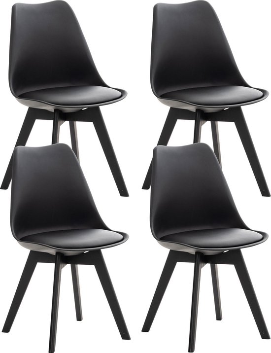 In zicht morgen Gezichtsveld Set van 4 stoelen - Eetkamerstoelen - Stevig kunststof - Zwart | bol.com