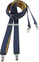 We Love Ties - Bretels - 100% made in NL, smal Tiny Dots - blauw / geel