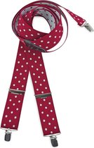We Love Ties - Bretels - 100% made in NL, rood met witte polkadots - rood / wit