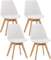 Set van 4 stoelen - Stoelen set - Stevig - Hout - Wit