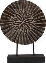 Teakhouten ornament op voet - houten woonaccessoires - hout/grijs - 40 x 25 x10 cm