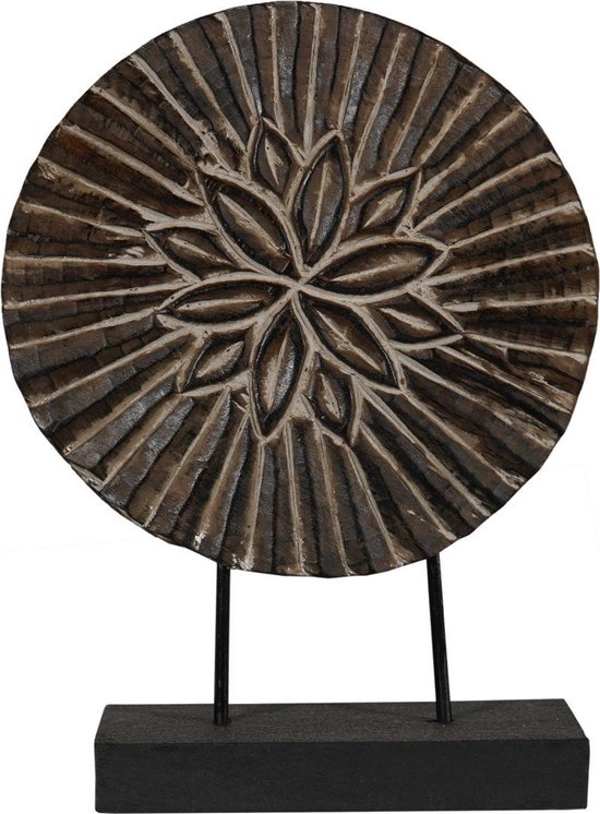 Bloody Handvol seksueel Teakhouten ornament op voet - houten woonaccessoires - hout/grijs - 40 x 25  x10 cm | bol.com