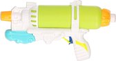 1x Waterpistolen/waterpistool groen/wit van 34 cm kinderspeelgoed - waterspeelgoed van kunststof