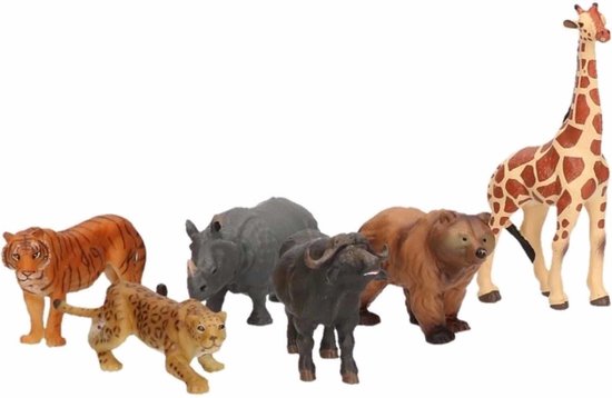 Set van 6 luxe safari speelgoed dieren figuren kunststof - Speelset voor  kinderen | bol.com
