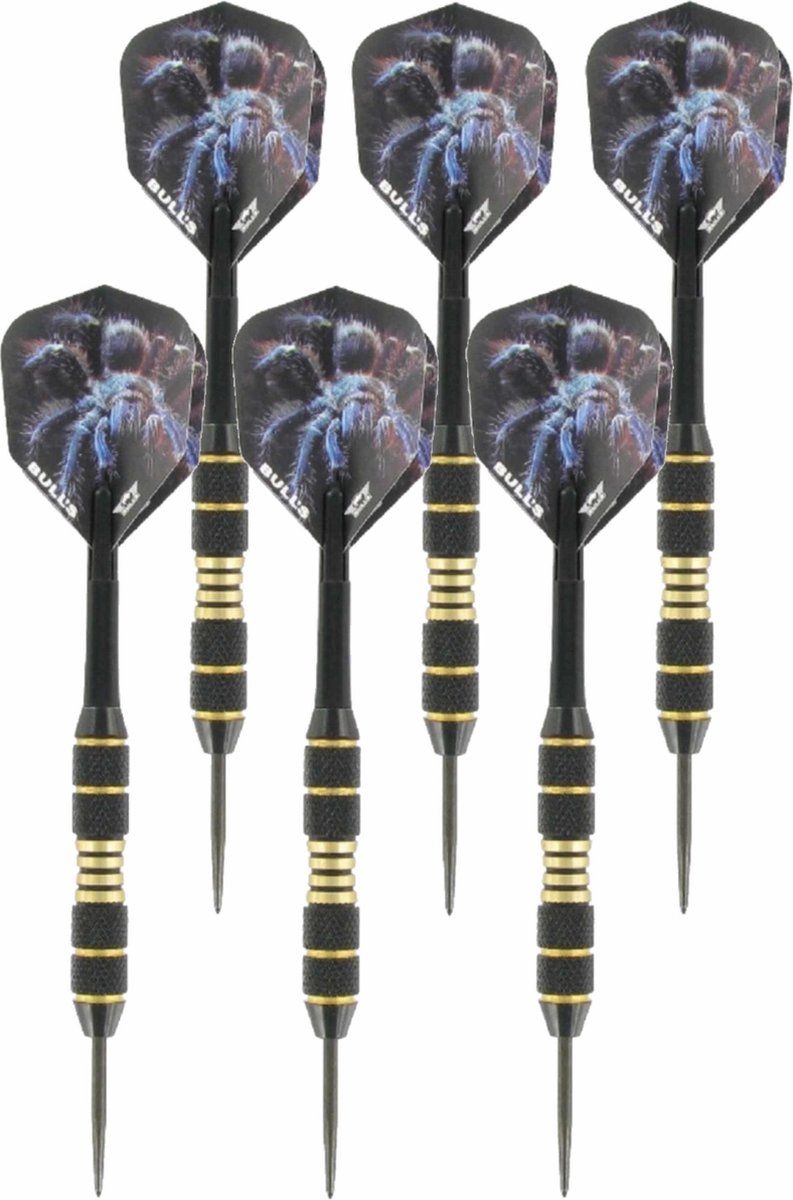 2x Set van 3 dartpijlen Tarantula Brass 20 grams - Darten/darts sport artikelen pijltjes messing
