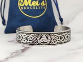 Mei's | Viking with Knots | mannen armband / sieraad / bangle | Stainless Steel / 316L Roestvrij Staal / Chirurgisch Staal | zilver zwart / 15,5 - 19,5 cm