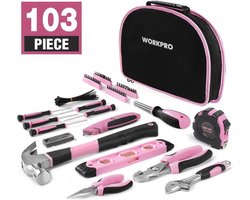 Roze Gereedschapset Voor Vrouwen Gereedschapstas Garage Hobby Reparatie Tool Kit Set 103 Delig Cadeau