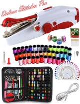 Deluxe Stitcher Pro - PREMIUM Handnaaimachine met 141 Delige Starterskit met USB Kabel -- Incl 11 reserve naalden -- Draagbare Reis Hand Naaimachine -- Incl. 44 spoelen met garen -- Draadloos