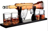 Whiskey Karaf set - AK47 geweer - met glazen