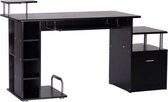 HOMdotCOM Computertafel bureau zwart 152 x 60 x 88cm