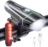 LED Fietsverlichting Set – Oplaadbaar Via USB - Voorlicht en Achterlicht - Waterbestendig - Complete Fietslamp Set