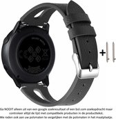 Zwart leren sporthorlogebandje voor 20mm Smartwatches (zie compatibele modellen) van Samsung, Pebble, Garmin, Huawei, Moto, Ticwatch, Citizen en Q – Maat: zie maatfoto – 20 mm blac