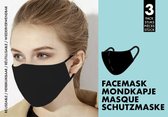 Wasbaar Kwaliteits Mondkapje Unisex, Zwart [100% katoen] 3 stuks - BESTE GETEST
