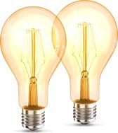 B.K.Licht - Filament lamp - led lichtbron - kooldraadlampen - globe - retro led lamp - E27 - A75 Edison - 2.200K - 4W - 320lm - amber kleur - set van 2