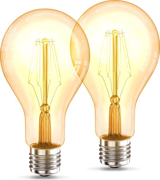 B.K.Licht - 2 Ampoules LED - lampe LED - filament - lampe rétro - 2200K -  A75 edison -... | bol.