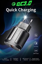 Snelle usb adapter stekker - Verloopstekker - 230V - USB - Usb adapter - Snellader 18w - Snellader - Usb oplader - Snelle oplader - Fast charger - Quick charge - Qc 3.0