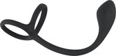 Black Velvets – Siliconen Anaalplug met Cock & Ball Ringen Insteekdiepte 6,3 cm - Zwart 14,95