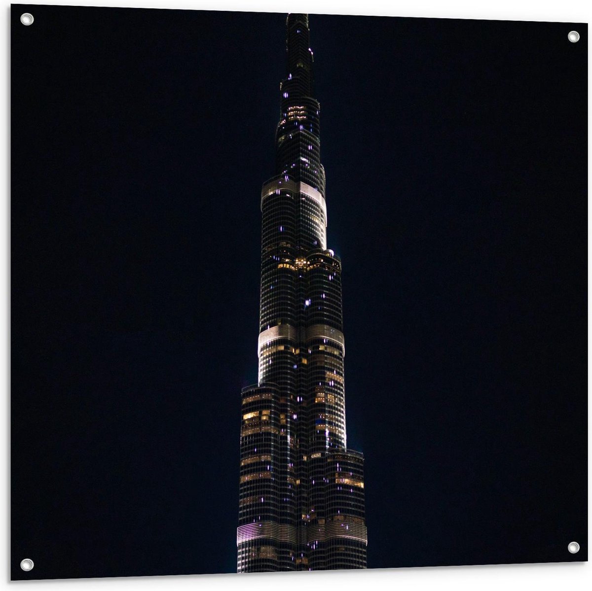 Tuinposter – Dubai Fontein in het Donker - 100x100cm Foto op Tuinposter (wanddecoratie voo