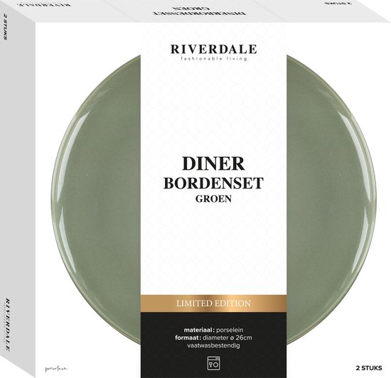Riverdale Endless servies - dinerbord 26cm groen set 2 stuks | bol.com