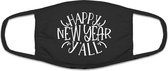 Mondkapje Nieuwjaar - Happy New Year Y'all - Mondkapje Wasbaar - One Size (Volwassenen) - Mondkapje Wasbaar - Niet-medisch - 100% Katoen - Mondmasker - Mondkapjes - Mondkapje zwart