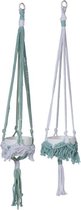 J-Line Hanger Bloempot Touw Aqua Mix Small Assortiment Van 2/ Set van 4 stuks