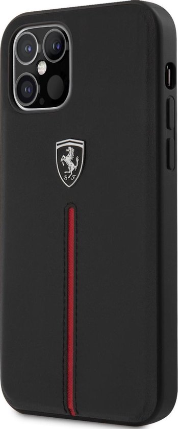 Springplank Toeval Componeren Zwart hoesje Ferrari - Backcover - iPhone 12 - 12 Pro - Rode streep |  bol.com