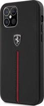 Zwart hoesje Ferrari - Backcover - iPhone 12 - 12 Pro - Rode streep