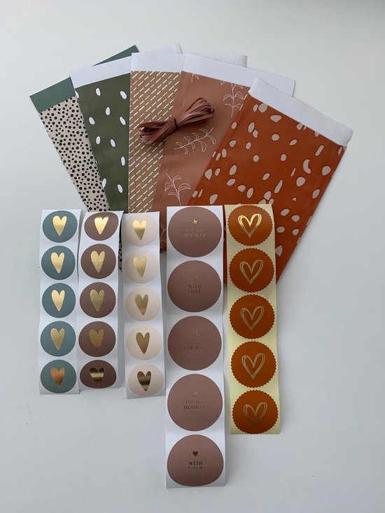 ENLACE 30 stuks cadeauzakjes met 40 stickers, 19 x 13 x 3,5 cm