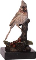 Beeld - Kardinaalachtige Zangvogel - Bronzen beeld - 14,2 cm hoog